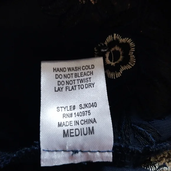 PPLA Starlit Woven Bomber Size Medium Mesh Navy Blue Embellished Zip Jacket - Picture 9 of 11